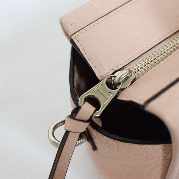 Coach Pink Bleecker Mini Riley Carryall Top Handle Bag Pebbled Leather 27923 - Picture 8 of 16